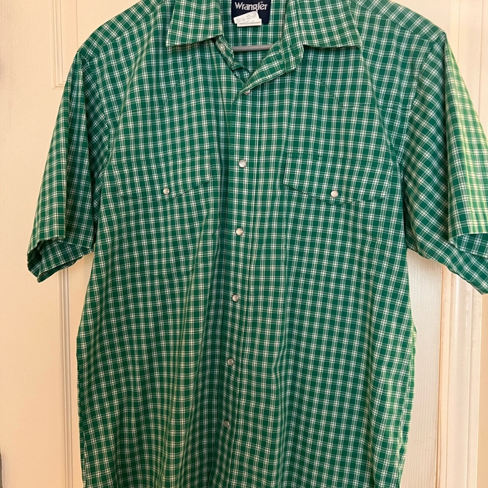 Wrangler western Green Casual Button Down ss large Shirt